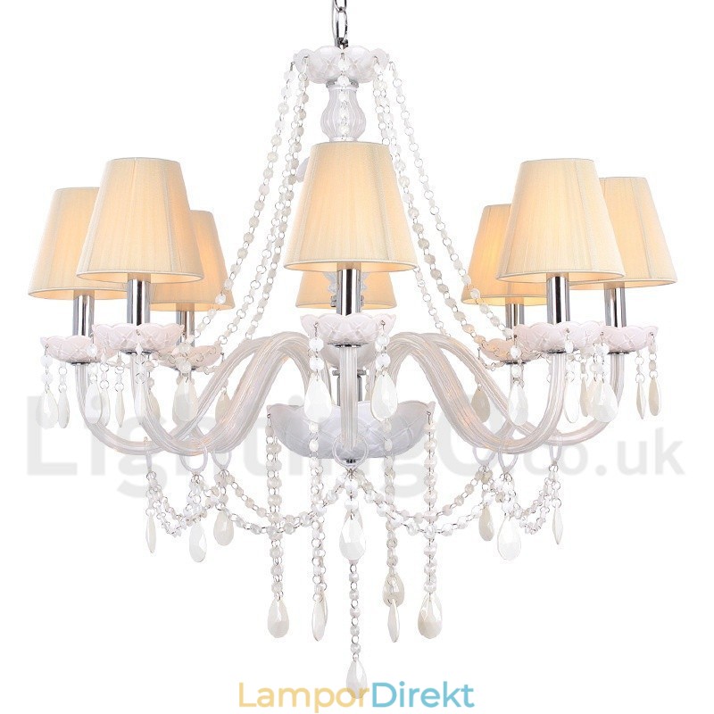 8 Ljus Vit K9 Crystal Candle Style Ljuskrona