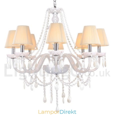 8 Ljus Vit K9 Crystal Candle Style Ljuskrona 8 Ljus Vit K9 Crystal Candle Style Ljuskrona