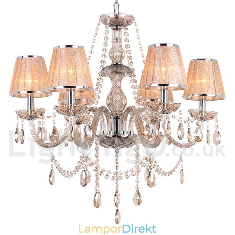 6 Ljus K9 Crystal Candle Style Ljuskrona