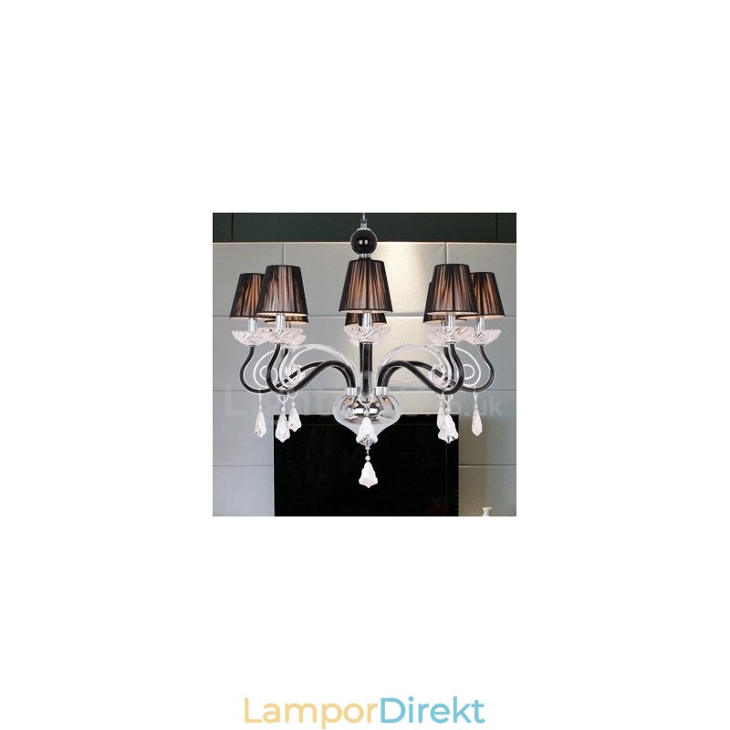 8 Ljus Vit Samtida K9 Kristallljuskrona