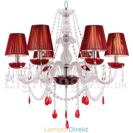 6 Ljusröd K9 Crystal Candle Style Ljuskrona 6 Ljusröd K9 Crystal Candle Style Ljuskrona