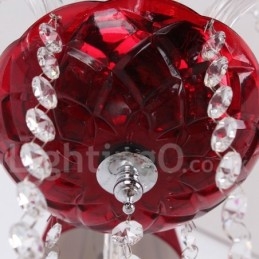 6 Ljusröd K9 Crystal Candle Style Ljuskrona