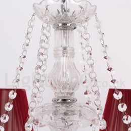 6 Ljusröd K9 Crystal Candle Style Ljuskrona