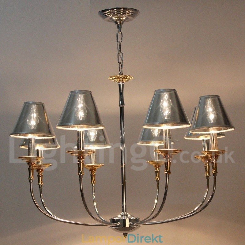 8 Ljus, Modern Och Modern Ljuskrona I Krom