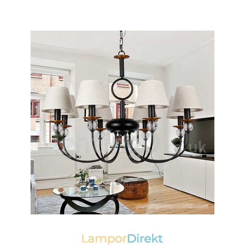 8 Ljus Rustik Retro Svart Medelhavsstil Modern Ljuskrona
