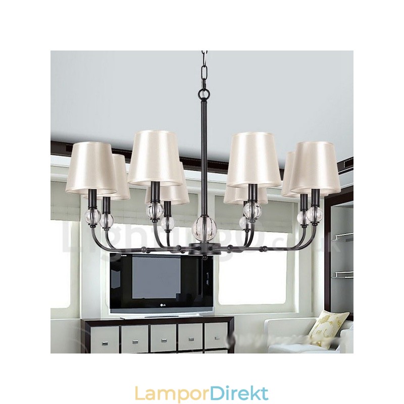 8 Ljus Rustik Retro Svart Modern Ljuskrona