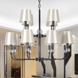 12 Ljus Retro 2-Vånings Stor Svart Ljuskrona I Modern Ljusstil