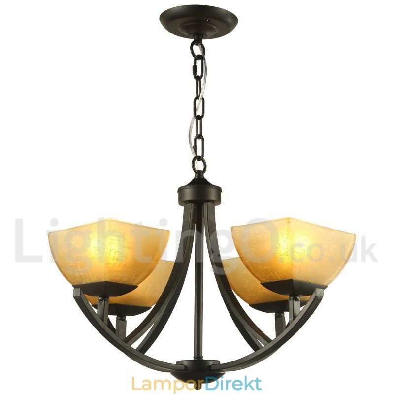 4 Ljus Medelhavsstil Svart Ljuskrona