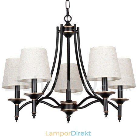 5 Ljus Rustik Retro Svart Modern Ljuskrona 5 Ljus Rustik Retro Svart Modern Ljuskrona