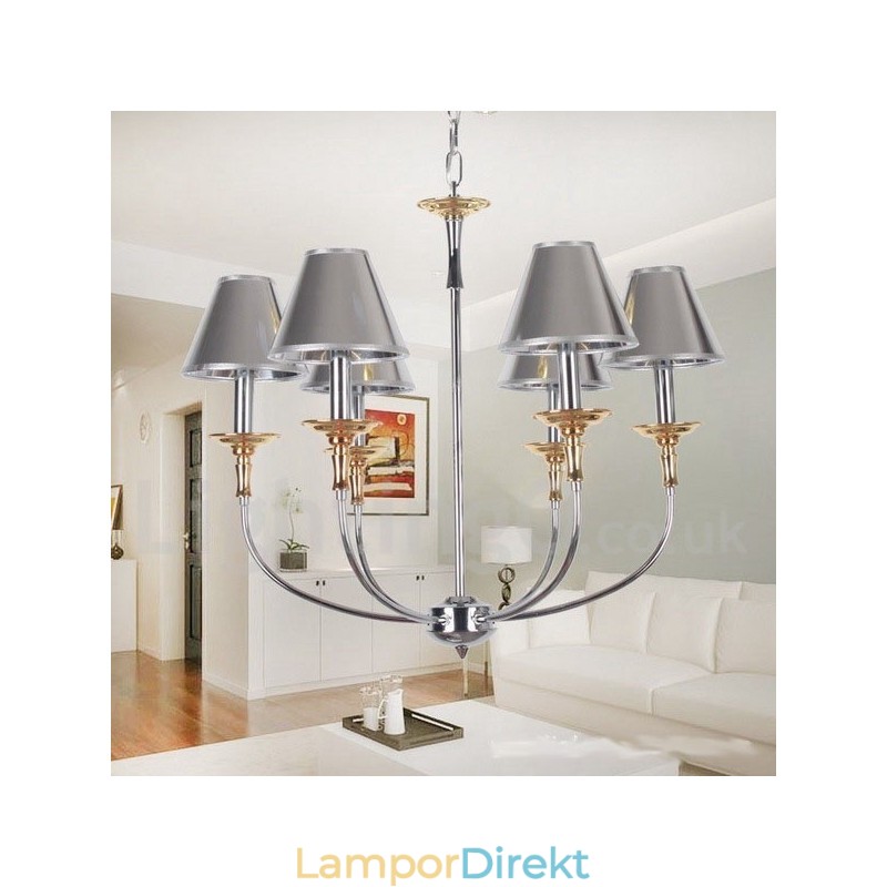 6 Ljus Modern Och Modern Ljuskrona I Kromljusstil