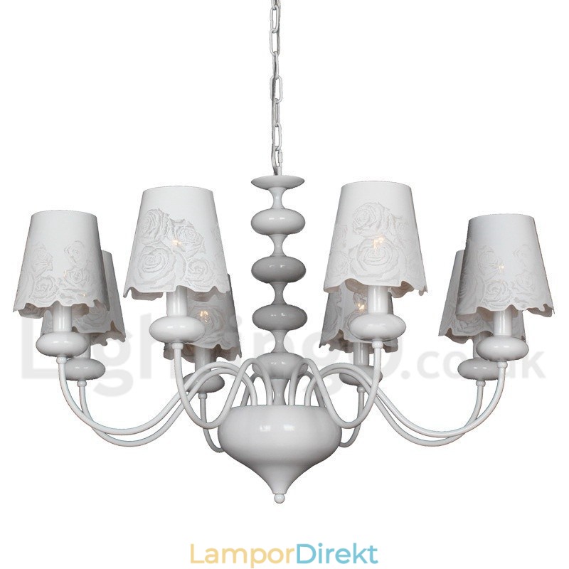 8 Ljus Modern Och Modern Ihålig Vit Ljuskrona