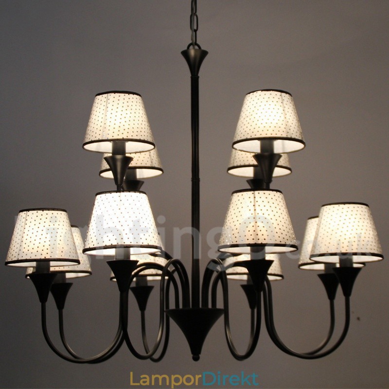 12 Ljus Rustik Modern Modern Retro Svart Ljuskrona I Ljusstil