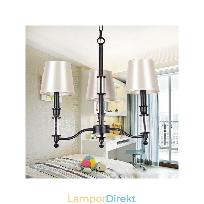 3 Ljus Svart Retro Modern Ljuskrona