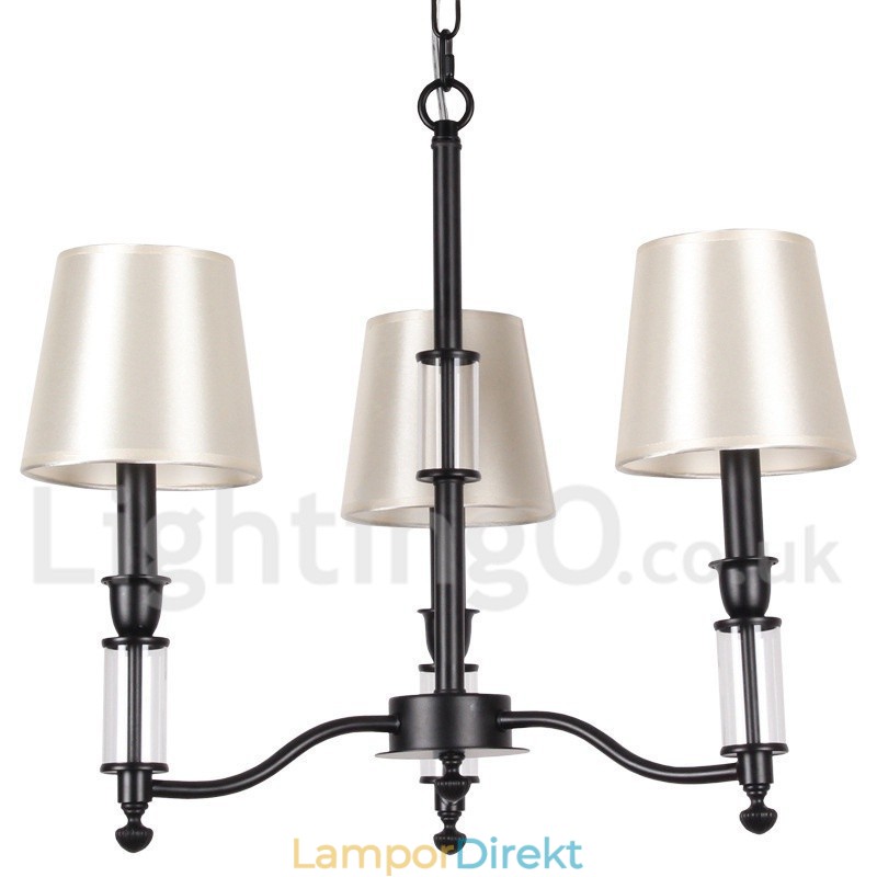 3 Ljus Svart Retro Modern Ljuskrona