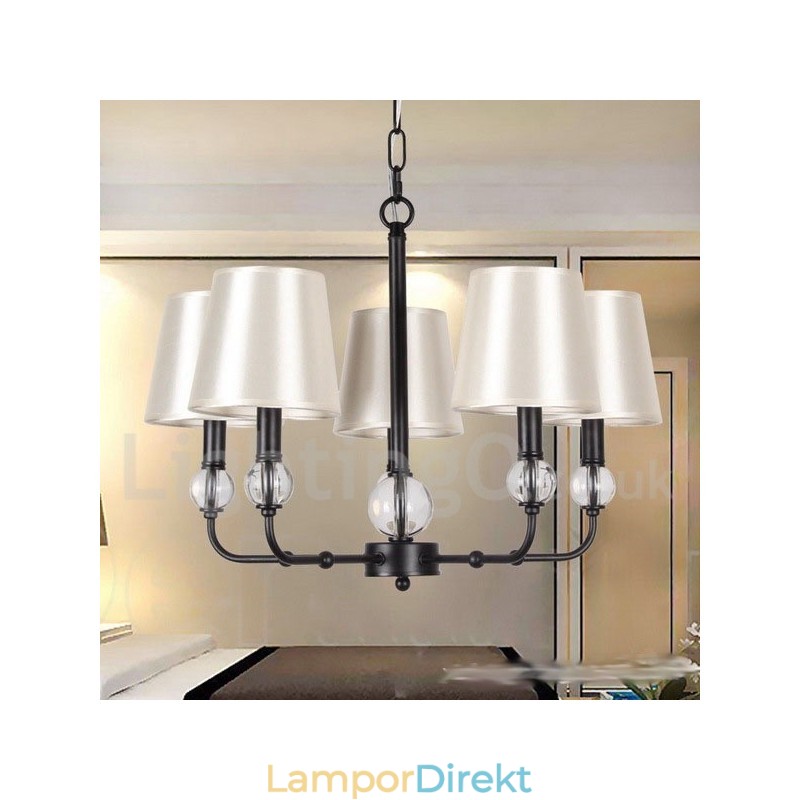 5 Ljus Rustik Retro Svart Modern Ljuskrona