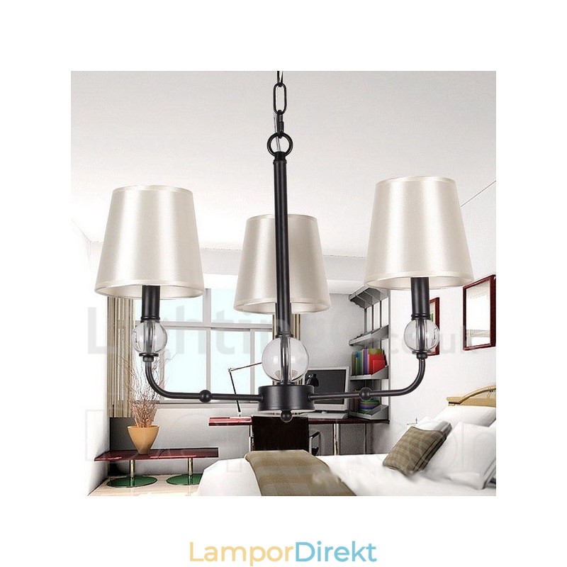 3 Ljus Retro Svart Modern Ljuskrona
