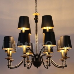 12 Ljus Svart Retro Ljuskrona