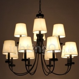 12 Light Retro Contemporary 2 Tier Black Candle Style Ljuskrona
