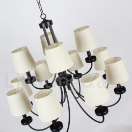 12 Light Retro Contemporary 2 Tier Black Candle Style Ljuskrona