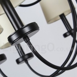12 Light Retro Contemporary 2 Tier Black Candle Style Ljuskrona