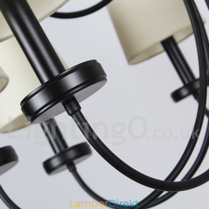 12 Light Retro Contemporary 2 Tier Black Candle Style Ljuskrona