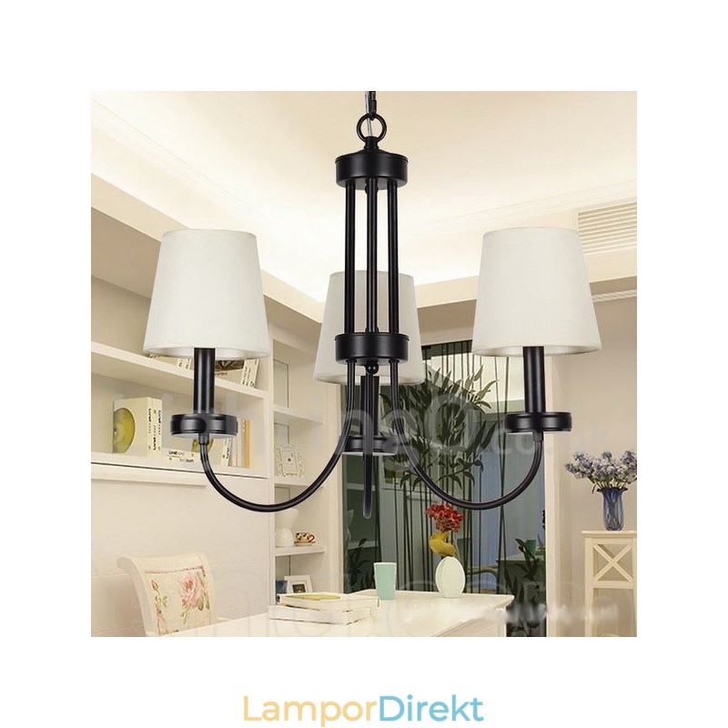 3 Ljus Retro Modern Svart Ljuskrona