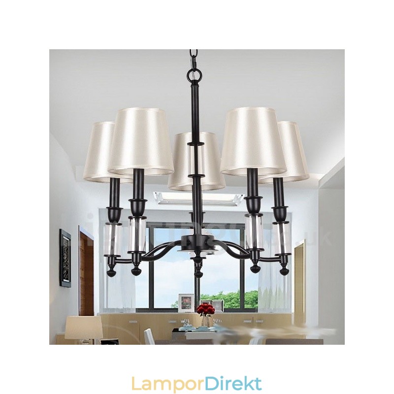 5 Ljus Svart 2-Vånings Stor Ljuskrona Retro Modern Ljuskrona I Ljusstil