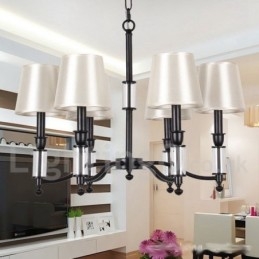 6 Ljus Svart Retro Ljuskrona I Modern Ljusstil