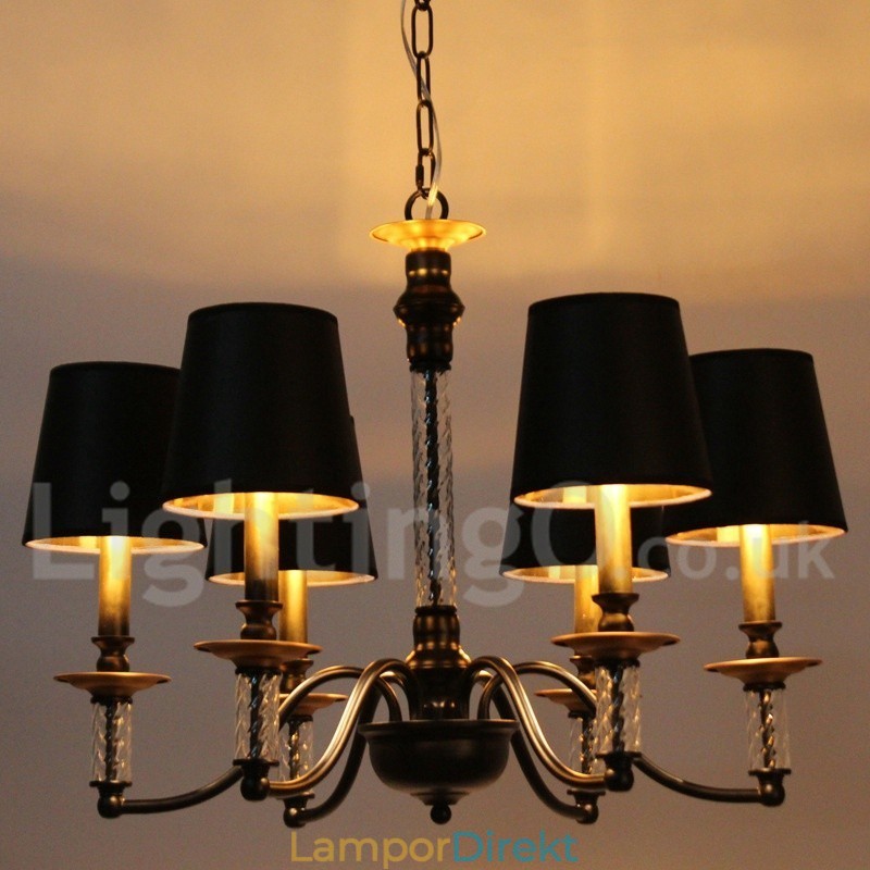 6 Ljus Svart Retro Ljuskrona
