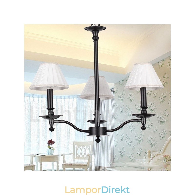 3 Ljus Retro Modern Svart Ljuskrona