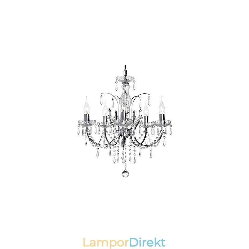 Elegant Kristallkrona Med 5 Lampor
