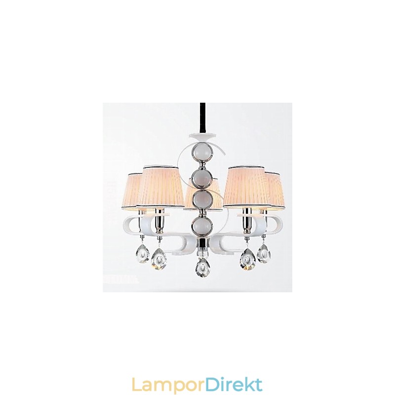 Tyg Ljuskrona 5 Ljus Högklassig Lampa Vit Jade Silver Ring