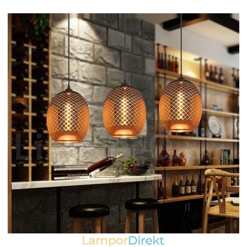 Rustik Glas Taklampa European Cafe Pendel Lampa