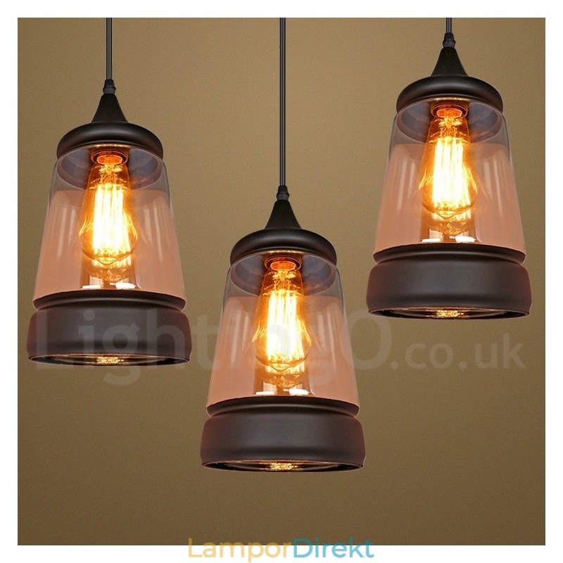 European Retro Lounge Glas Pendellampa
