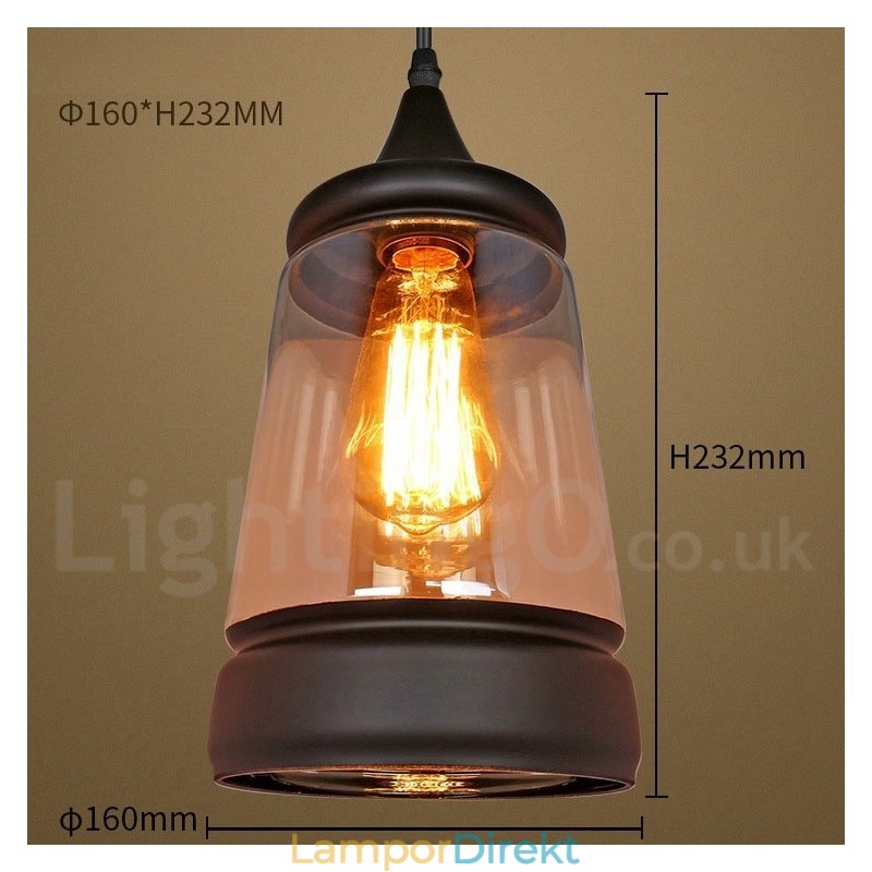 European Retro Lounge Glas Pendellampa