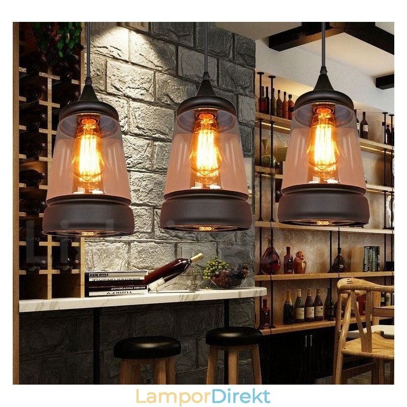 European Retro Lounge Glas Pendellampa
