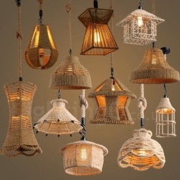 1 Ljus Rustik Lodge Pendellampa Cafe Hampa Rope Pendellampa