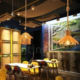 1 Ljus Rustik Lodge Pendellampa Cafe Hampa Rope Pendellampa
