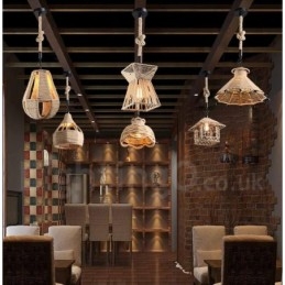 1 Ljus Rustik Lodge Pendellampa Cafe Hampa Rope Pendellampa
