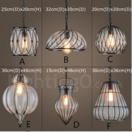 1 Ljus Vintage Cafe Glas Pendel Light Loft Pendel Lampa