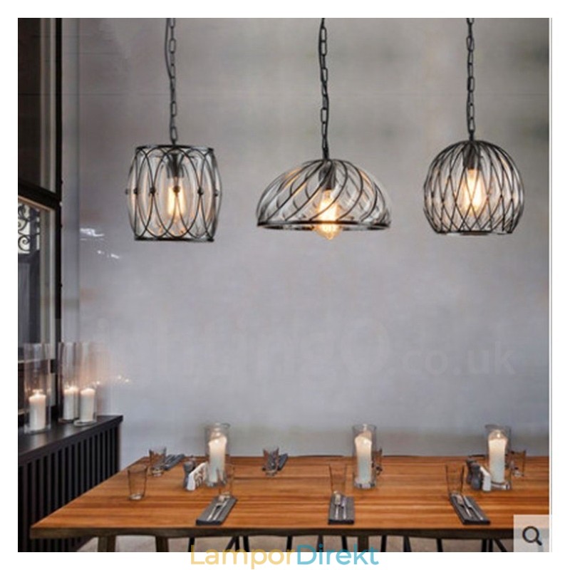 1 Ljus Vintage Cafe Glas Pendel Light Loft Pendel Lampa