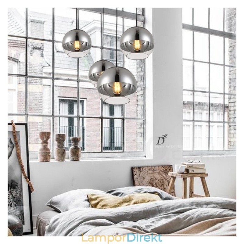 1 Ljus Modern Contemporary Plating Cafe Glas Pendel Light