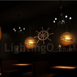 1 Ljus Vintage Modern Contemporary Basket Glass Shade Pendel Light