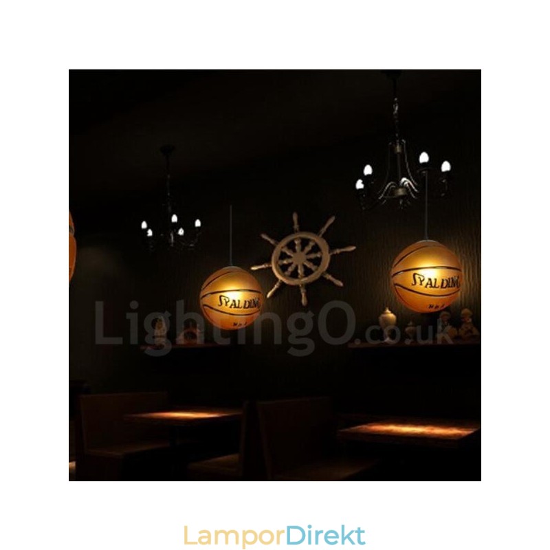 1 Ljus Vintage Modern Contemporary Basket Glass Shade Pendel Light