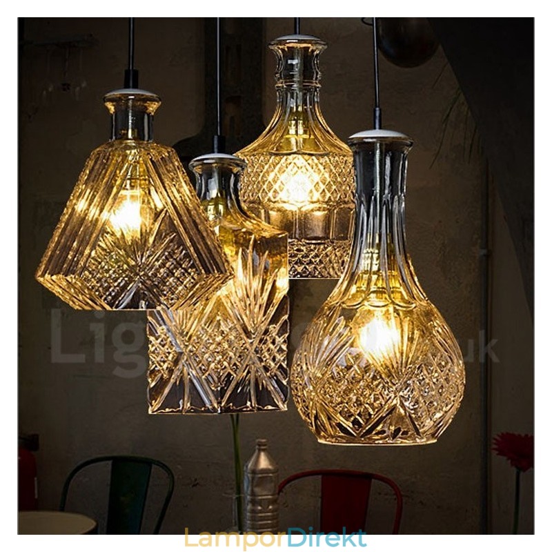 1 Ljus Rustik Lodge Glas Cafe Pendellampa