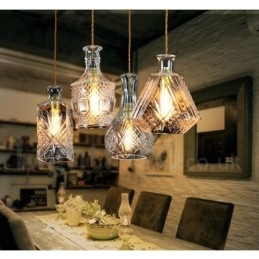 1 Ljus Rustik Lodge Glas Cafe Pendellampa