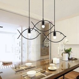 1 Light Rustic Lodge Retro Fish Pendellampa Med Stålskärm
