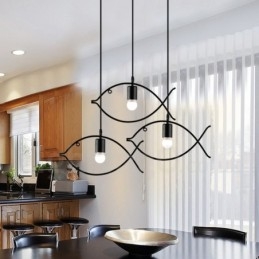 1 Light Rustic Lodge Retro Fish Pendellampa Med Stålskärm