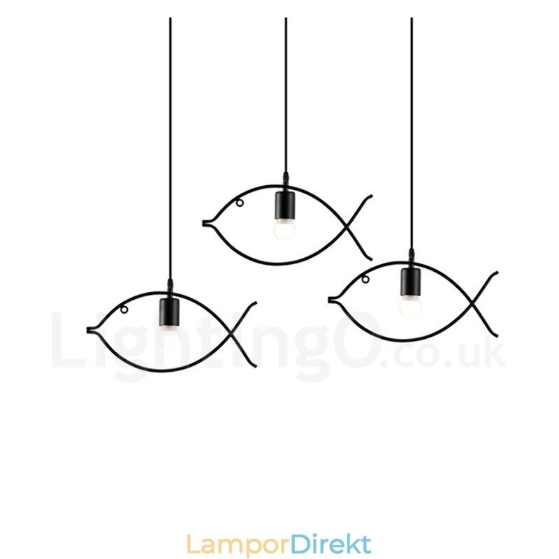 1 Light Rustic Lodge Retro Fish Pendellampa Med Stålskärm