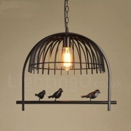 1 Light Rustic Lodge Retro Birdcage Pendellampa Med Stålskärm